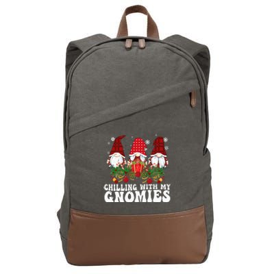 Festive Plaid Christmas Gnomes Spread Holiday Cheer Cotton Canvas Backpack