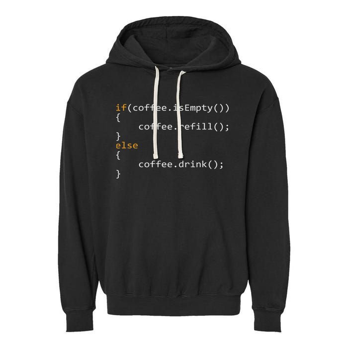 Funny Programmer Coffee Gift For Coders Garment-Dyed Fleece Hoodie