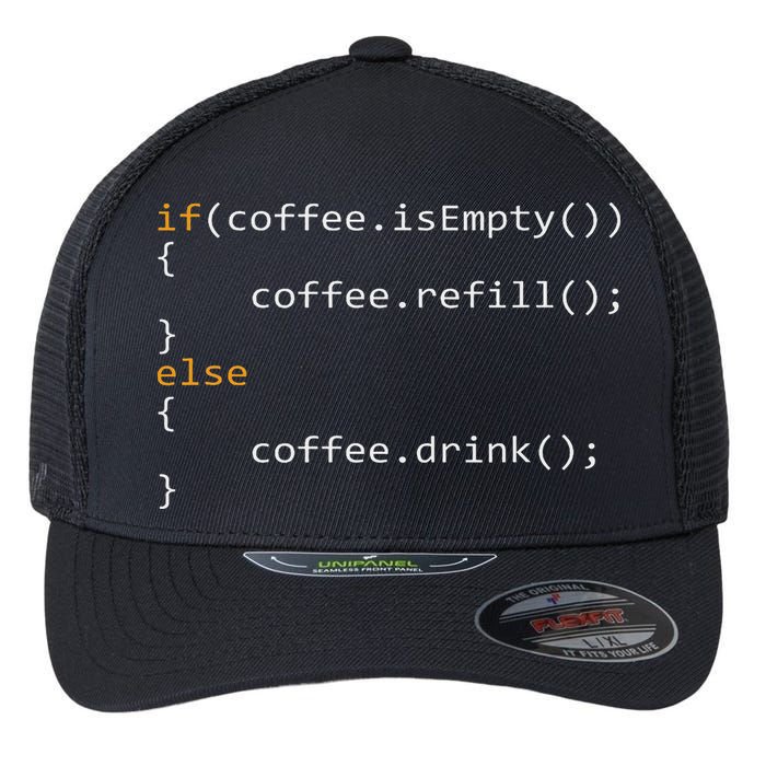 Funny Programmer Coffee Gift For Coders Flexfit Unipanel Trucker Cap