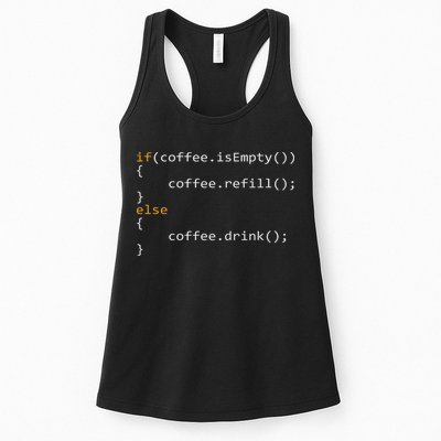 Funny Programmer Coffee Gift For Coders Women's Racerback Tank
