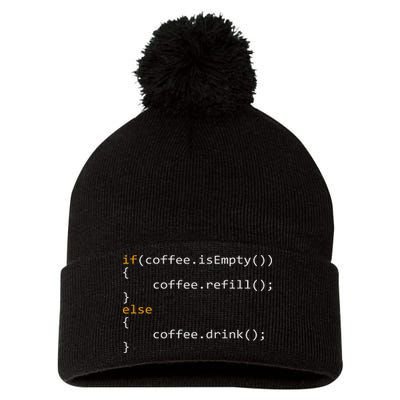 Funny Programmer Coffee Gift For Coders Pom Pom 12in Knit Beanie