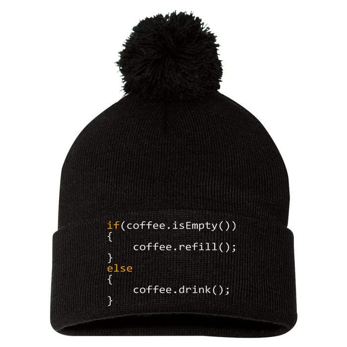 Funny Programmer Coffee Gift For Coders Pom Pom 12in Knit Beanie