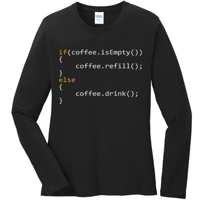 Funny Programmer Coffee Gift For Coders Ladies Long Sleeve Shirt