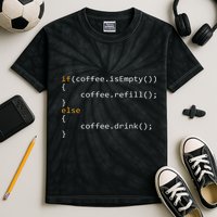 Funny Programmer Coffee Gift For Coders Kids Tie-Dye T-Shirt