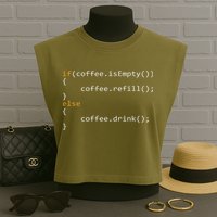 Funny Programmer Coffee Gift For Coders Garment-Dyed Women's Muscle Tee