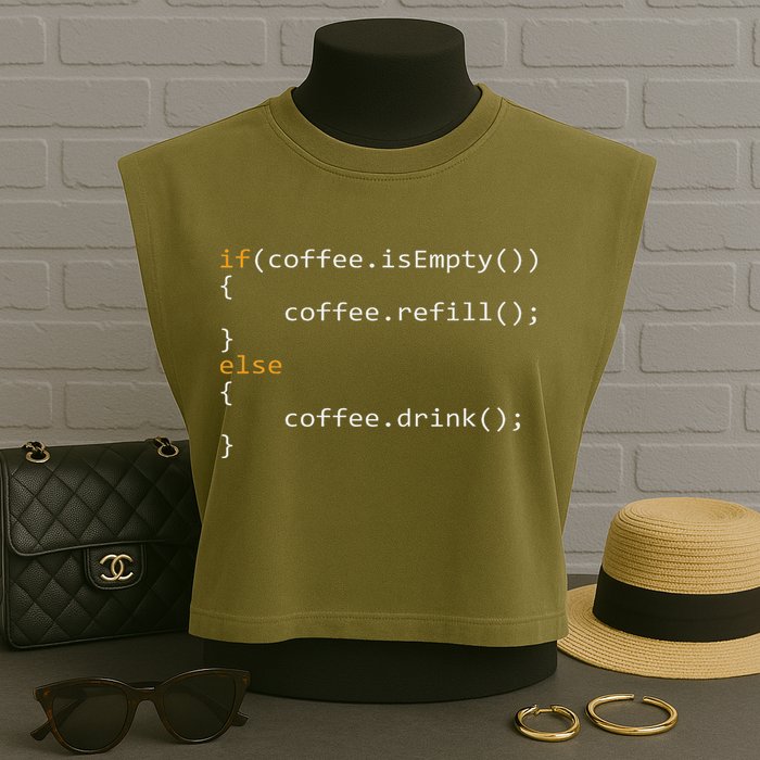 Funny Programmer Coffee Gift For Coders Garment-Dyed Women's Muscle Tee