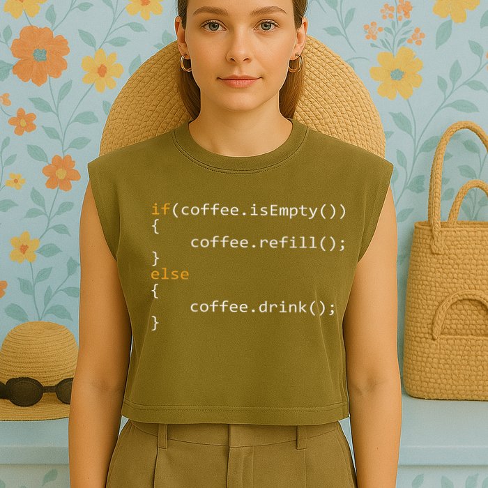 Funny Programmer Coffee Gift For Coders Garment-Dyed Women's Muscle Tee