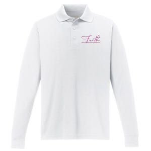 Faith Pink Christian Performance Long Sleeve Polo