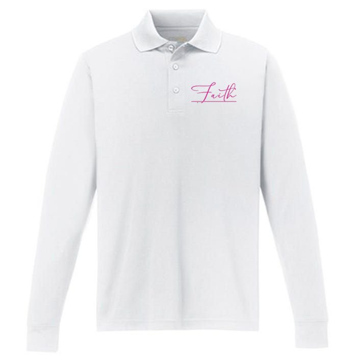 Faith Pink Christian Performance Long Sleeve Polo