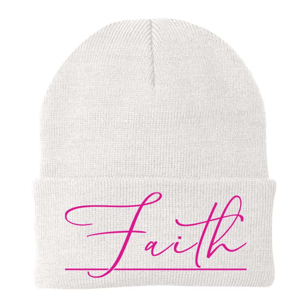 Faith Pink Christian Beanie