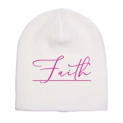 Faith Pink Christian Short Acrylic Beanie