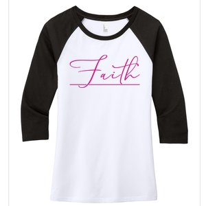 Faith Pink Christian Women's Tri-Blend 3/4-Sleeve Raglan Shirt