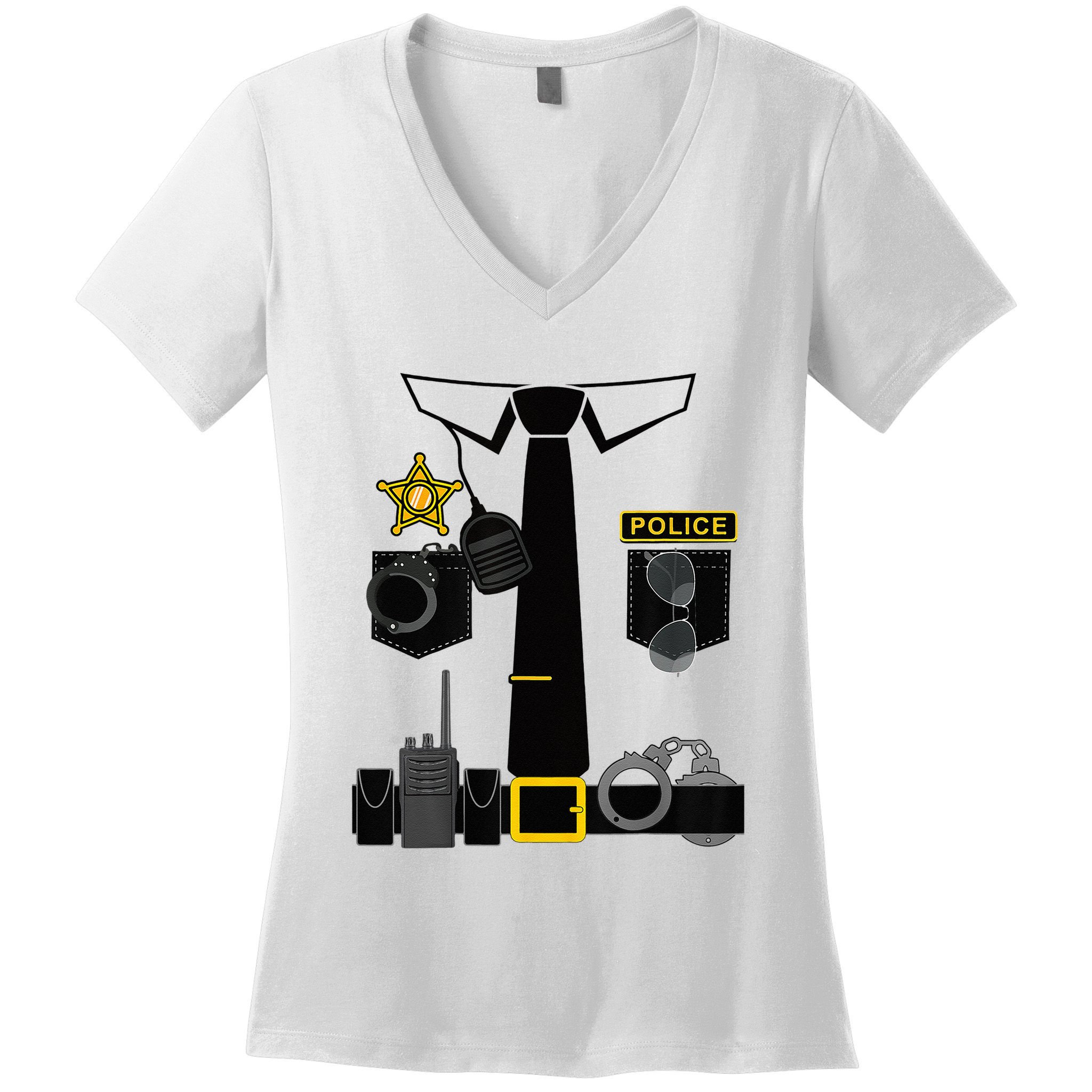 Funny Police Costume Police Officer Pretend Im A Police Man Women's V-Neck T-Shirt
