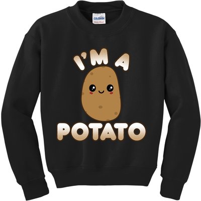 Funny Potato Costume Cute Kawaii Style Smiling I'm A Potato Gift Kids Sweatshirt