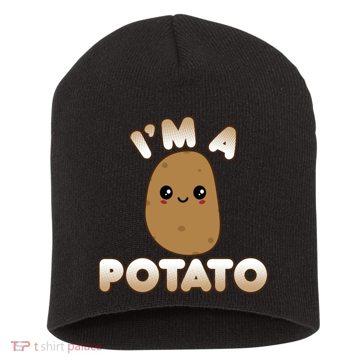 Funny Potato Costume Cute Kawaii Style Smiling I'm A Potato Gift Short Acrylic Beanie