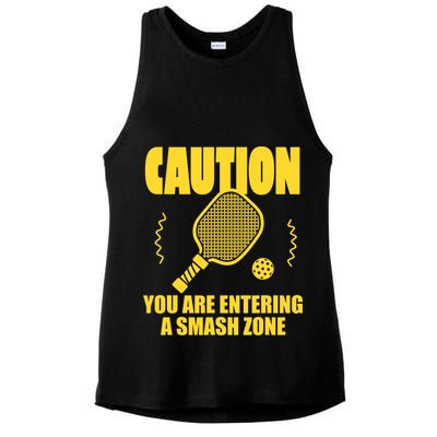 Funny Pickleball Caution You Are Entering Smash Zone Ladies PosiCharge Tri-Blend Wicking Tank