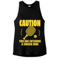 Funny Pickleball Caution You Are Entering Smash Zone Ladies PosiCharge Tri-Blend Wicking Tank