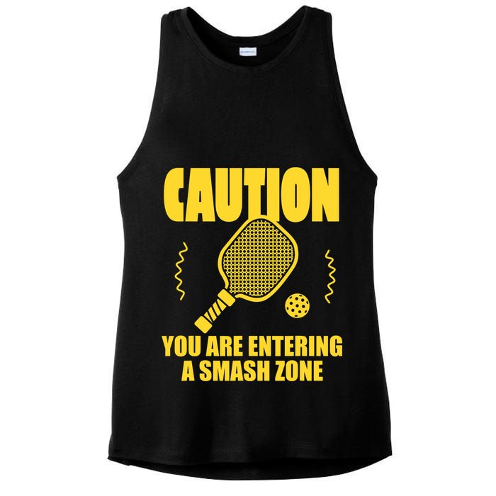 Funny Pickleball Caution You Are Entering Smash Zone Ladies PosiCharge Tri-Blend Wicking Tank