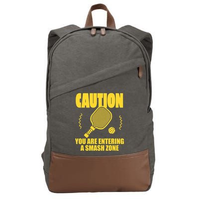 Funny Pickleball Caution You Are Entering Smash Zone Cotton Canvas Backpack