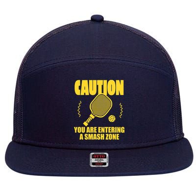 Funny Pickleball Caution You Are Entering Smash Zone 7 Panel Mesh Trucker Snapback Hat