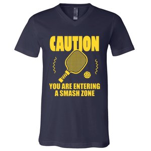 Funny Pickleball Caution You Are Entering Smash Zone V-Neck T-Shirt