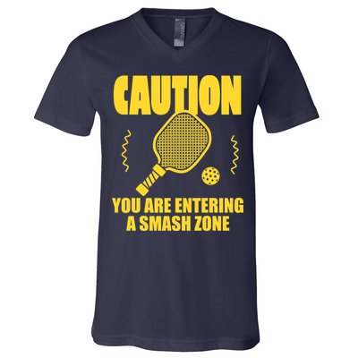 Funny Pickleball Caution You Are Entering Smash Zone V-Neck T-Shirt