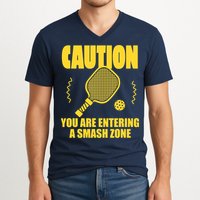 Funny Pickleball Caution You Are Entering Smash Zone V-Neck T-Shirt