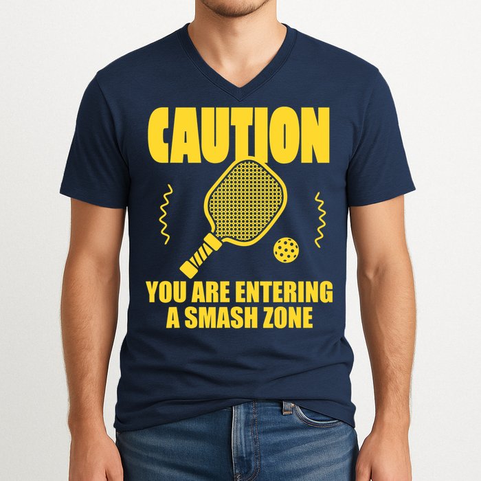 Funny Pickleball Caution You Are Entering Smash Zone V-Neck T-Shirt