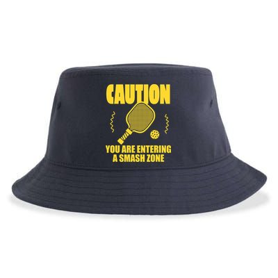 Funny Pickleball Caution You Are Entering Smash Zone Sustainable Bucket Hat