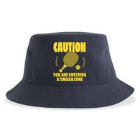 Funny Pickleball Caution You Are Entering Smash Zone Sustainable Bucket Hat