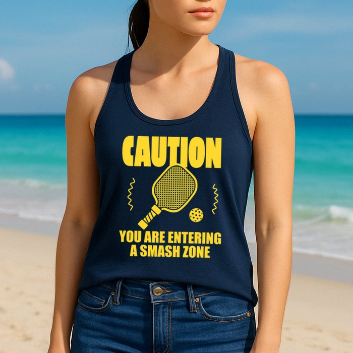 Funny Pickleball Caution You Are Entering Smash Zone Womens Tank Top