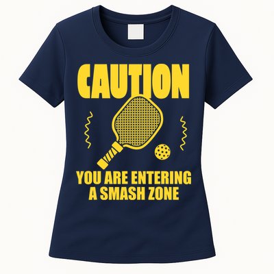 Funny Pickleball Caution You Are Entering Smash Zone Womens T-Shirt