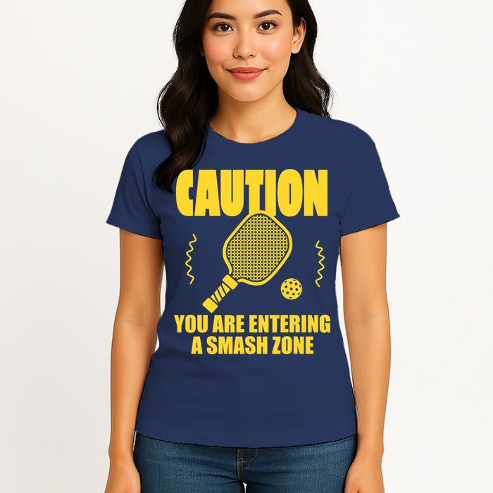 Funny Pickleball Caution You Are Entering Smash Zone Womens T-Shirt