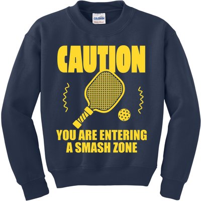 Funny Pickleball Caution You Are Entering Smash Zone Kids Sweatshirt