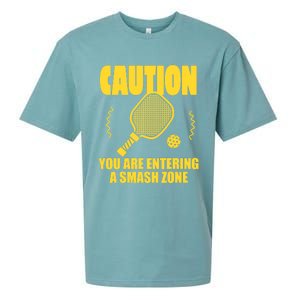 Funny Pickleball Caution You Are Entering Smash Zone Sueded Cloud Jersey T-Shirt