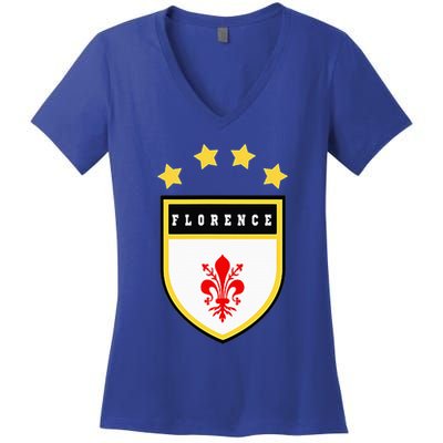 Florence Pocket Coat Of Arms National Pride Flag Women's V-Neck T-Shirt