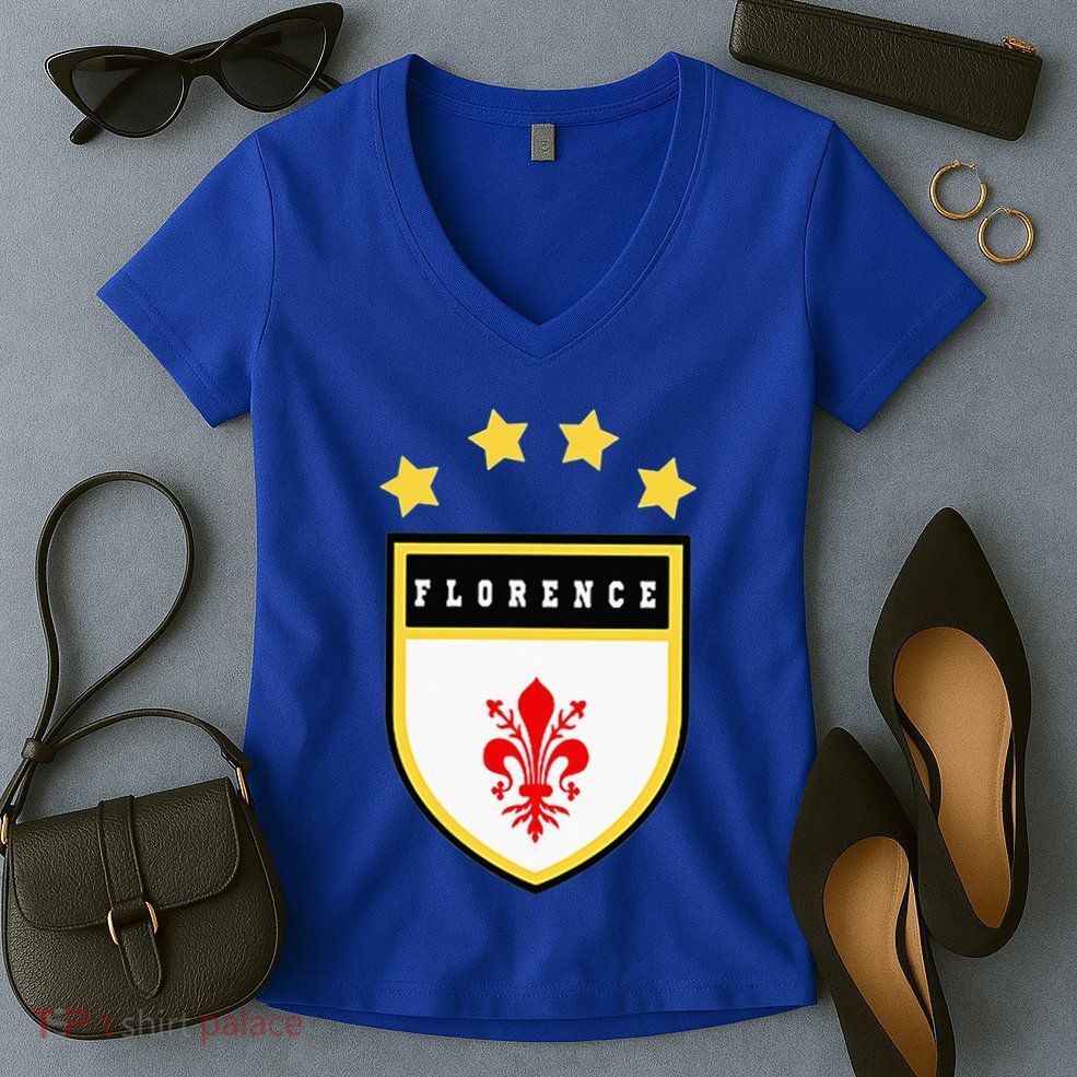Florence Pocket Coat Of Arms National Pride Flag Women's V-Neck T-Shirt