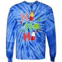 Funny Pharmacist Christmas Ho Ho Ho Pharmacy Technician Tech Gift Tie-Dye Long Sleeve Shirt