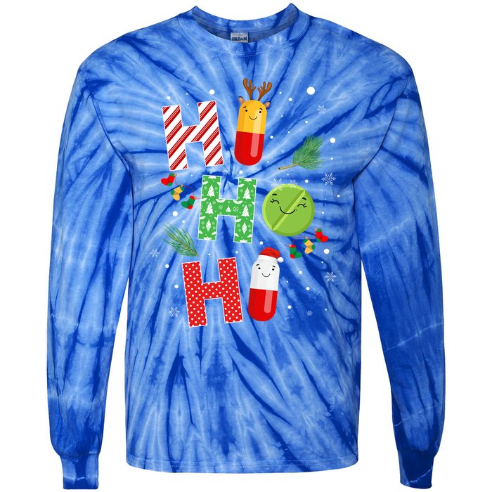 Funny Pharmacist Christmas Ho Ho Ho Pharmacy Technician Tech Gift Tie-Dye Long Sleeve Shirt