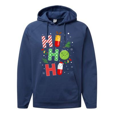 Funny Pharmacist Christmas Ho Ho Ho Pharmacy Technician Tech Gift Performance Fleece Hoodie