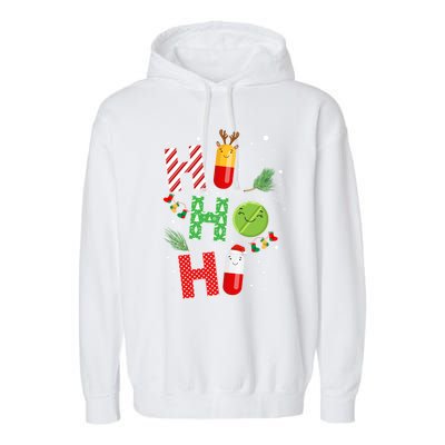 Funny Pharmacist Christmas Ho Ho Ho Pharmacy Technician Tech Gift Garment-Dyed Fleece Hoodie