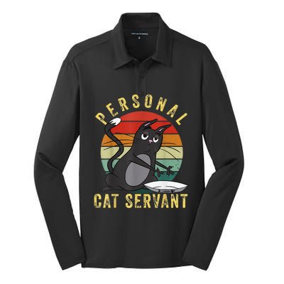 Funny Personal Cat Servant Funny Cat mom cat dad gift Silk Touch Performance Long Sleeve Polo