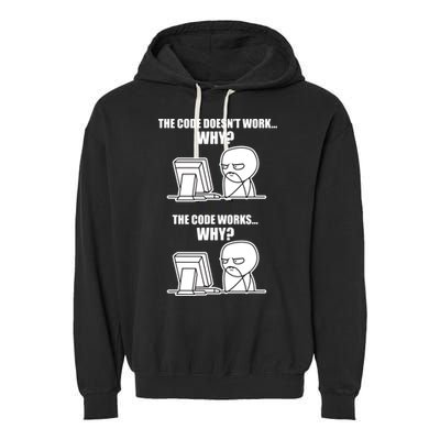 Funny Programmer Code Works Why Meme Tee Garment-Dyed Fleece Hoodie