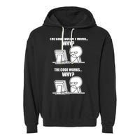 Funny Programmer Code Works Why Meme Tee Garment-Dyed Fleece Hoodie