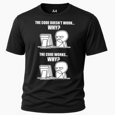 Funny Programmer Code Works Why Meme Tee Performance Shirt