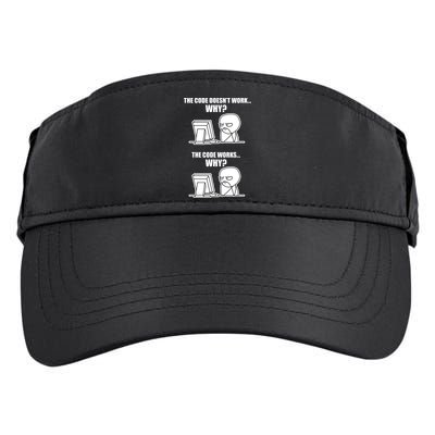 Funny Programmer Code Works Why Meme Tee Adult Drive Performance Visor