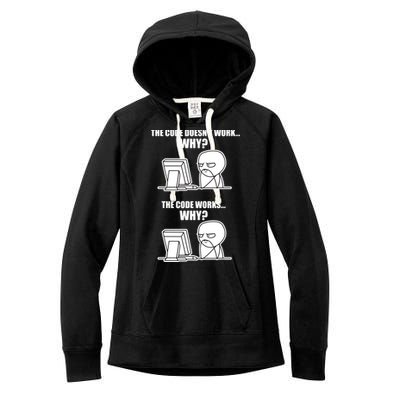 Funny Programmer Code Works Why Meme Tee Women's Fleece Hoodie