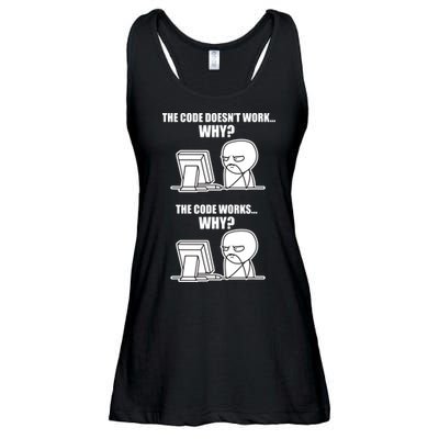 Funny Programmer Code Works Why Meme Tee Ladies Essential Flowy Tank