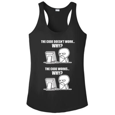 Funny Programmer Code Works Why Meme Tee Ladies PosiCharge Competitor Racerback Tank