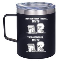 Funny Programmer Code Works Why Meme Tee 12oz Stainless Steel Coffee Mug